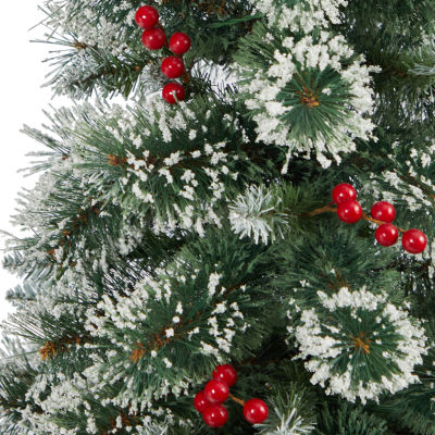 Nearly Natural Frosted Swiss Faux 4 Foot Pre-Lit Pine Christmas Tree