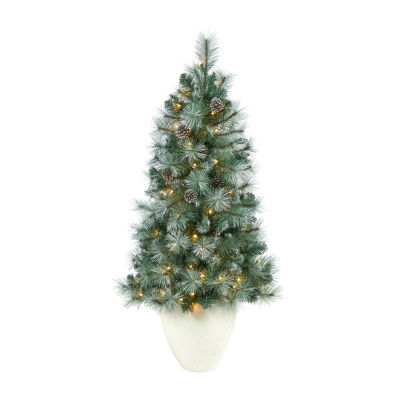 Nearly Natural Frosted Tip 4 Foot Pre-Lit Pine Christmas Tree