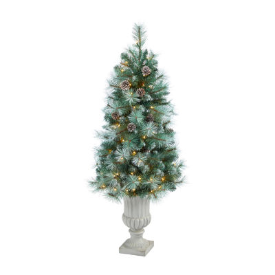 Nearly Natural Frosted Mountain 4 1/2 Foot Pre-Lit Pine Christmas Tree