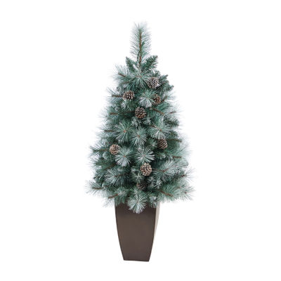 Nearly Natural Frosted 3 1/2 Foot Pre-Lit Pine Christmas Tree