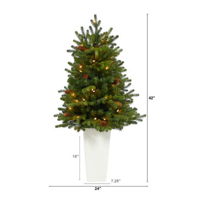 Nearly Natural Mountain 3 1/2 Foot Pre-Lit Fir Christmas Tree