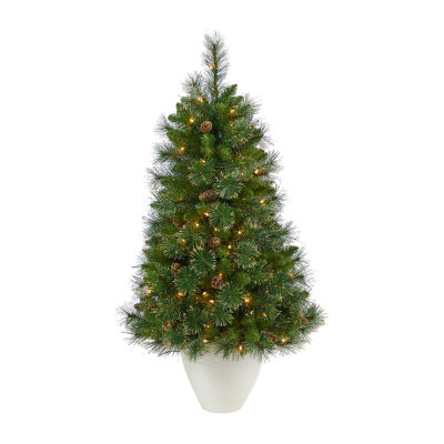 Nearly Natural Golden Tip 4 Foot Pre-Lit Pine Christmas Tree