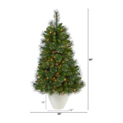 Nearly Natural Golden Tip 4 Foot Pre-Lit Pine Christmas Tree