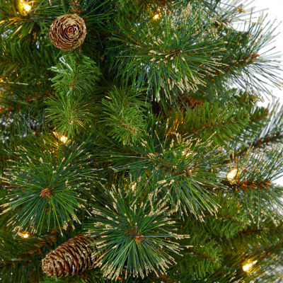 Nearly Natural Golden Tip 4 Foot Pre-Lit Pine Christmas Tree