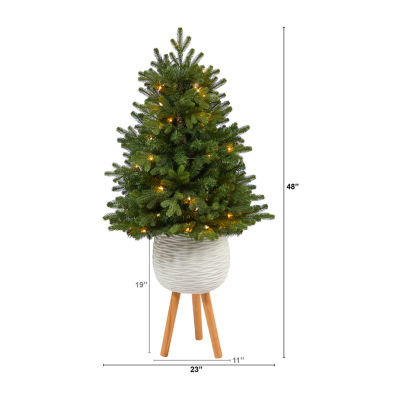 Nearly Natural With 50 Clear Lights 4 Foot Pre-Lit Fir Christmas Tree