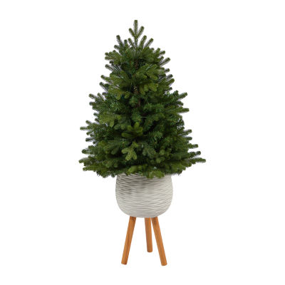 Nearly Natural With 50 Clear Lights 4 Foot Pre-Lit Fir Christmas Tree