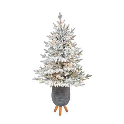 Nearly Natural Flocked Faux 3 1/2 Foot PreLit Fir Christmas Tree