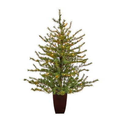 Nearly Natural 4 Foot Pre-Lit Pine Christmas Tree