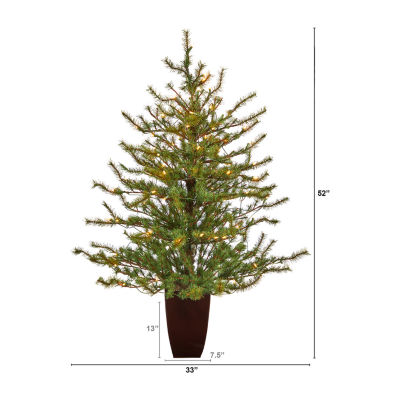 Nearly Natural 4 Foot Pre-Lit Pine Christmas Tree