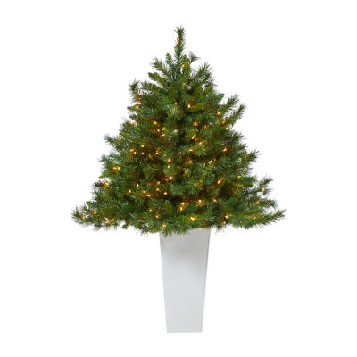 Nearly Natural Mixed White 4 1/2 Foot Pre-Lit Pine Christmas Tree