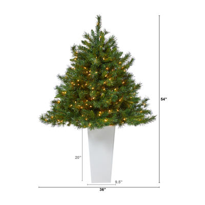 Nearly Natural Mixed White 4 1/2 Foot Pre-Lit Pine Christmas Tree