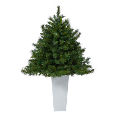 Nearly Natural Mixed White 4 1/2 Foot Pre-Lit Pine Christmas Tree