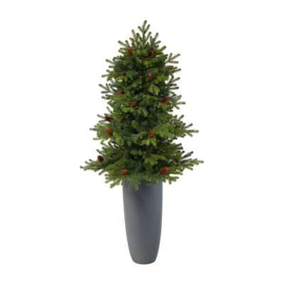 Nearly Natural 5 Foot Pre-Lit Fir Christmas Tree