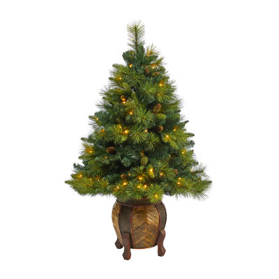 Nearly Natural North Carolina Mixed Faux 4 Foot Pre-Lit Pine Christmas Tree