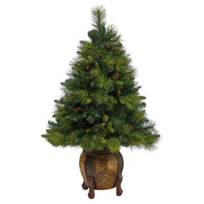 Nearly Natural North Carolina Mixed Faux 4 Foot Pre-Lit Pine Christmas Tree