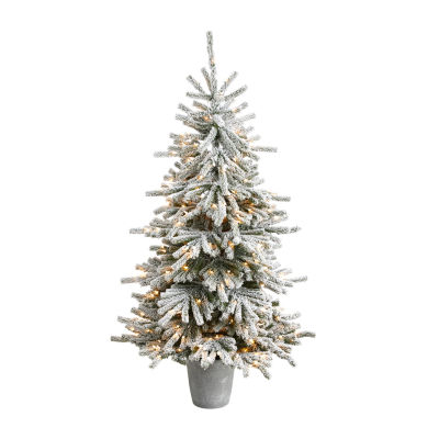 Nearly Natural Flocke Faux 6 Foot Pre-Lit Pine Christmas Tree