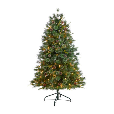 Nearly Natural Snowed Tipped Faux 4 Foot Pre-Lit Pine Christmas Tree