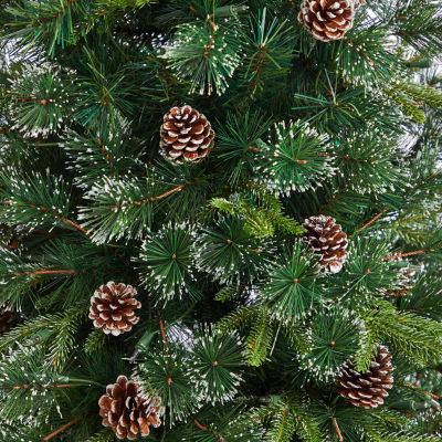 Nearly Natural Snowed Tipped Faux 5 Foot Pre-Lit Pine Christmas Tree