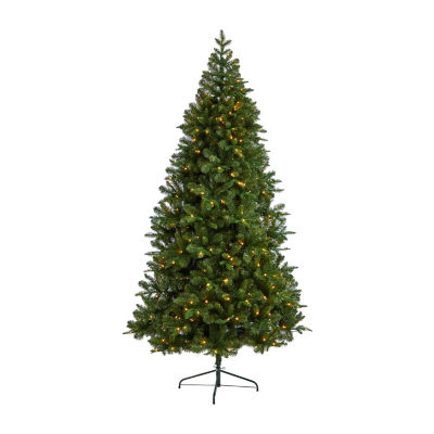 Nearly Natural Flat Back Faux 8 Foot Pre-Lit Spruce Christmas Tree