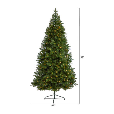 Nearly Natural Flat Back Faux 8 Foot Pre-Lit Spruce Christmas Tree