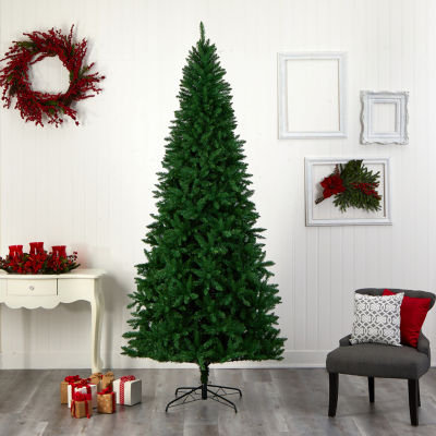 Nearly Natural Green Valley Faux 9 Foot Pre-Lit Fir Christmas Tree