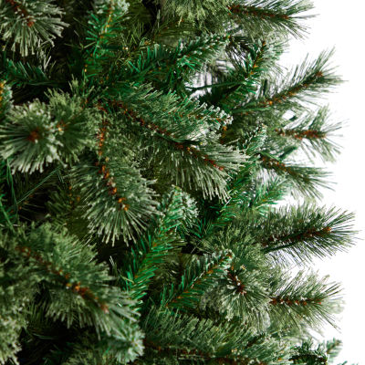 Nearly Natural Slim Snow Faux 10 Foot Pre-Lit Pine Christmas Tree