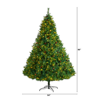 Nearly Natural Mixed Faux 8 Foot Pre-Lit Pine Christmas Tree