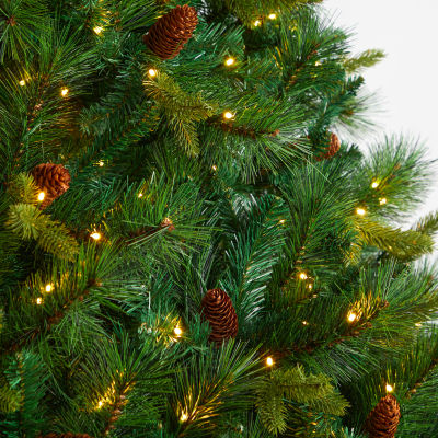 Nearly Natural Mixed Faux 8 Foot Pre-Lit Pine Christmas Tree