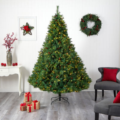 Nearly Natural Mixed Faux 8 Foot Pre-Lit Pine Christmas Tree