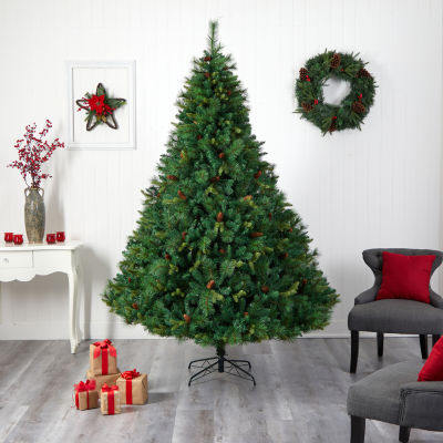 Nearly Natural Mixed Faux 8 Foot Pre-Lit Pine Christmas Tree