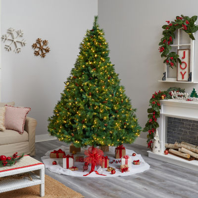 Nearly Natural Mixed Faux 8 Foot Pre-Lit Pine Christmas Tree