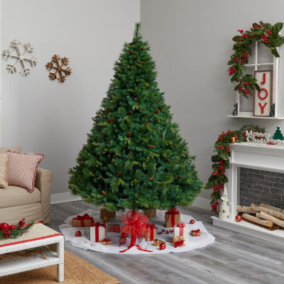 Nearly Natural Mixed Faux 8 Foot Pre-Lit Pine Christmas Tree