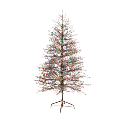 Nearly Natural Frosted Berry Twig Faux 6 Foot Pre-Lit Christmas Tree