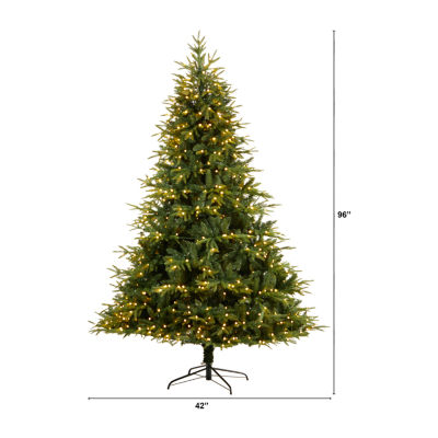 Nearly Natural Faux 8 Foot Pre-Lit Fir Christmas Tree