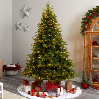 Nearly Natural Faux 8 Foot Pre-Lit Fir Christmas Tree