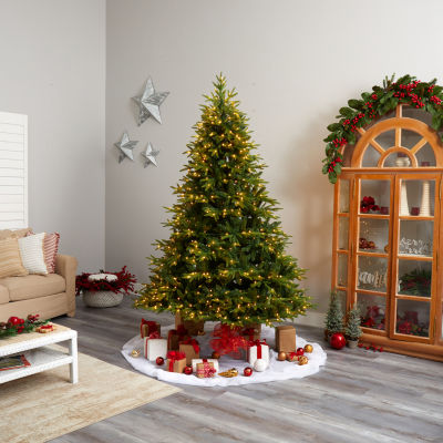 Nearly Natural Faux 8 Foot Pre-Lit Fir Christmas Tree