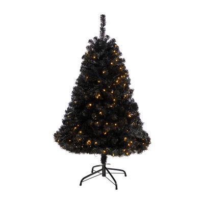 Nearly Natural Black Faux Foot Pre-Lit Christmas Tree