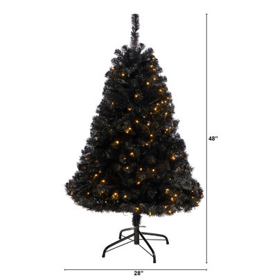 Nearly Natural Black Faux Foot Pre-Lit Christmas Tree