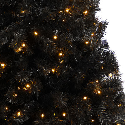 Nearly Natural Black Faux Foot Pre-Lit Christmas Tree