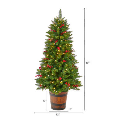 Nearly Natural Green Faux 5 Foot Pre-Lit Christmas Tree