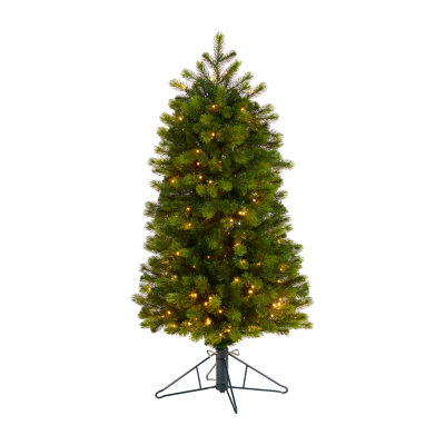 Nearly Natural Slim Faux Foot Pre-Lit Spruce Christmas Tree