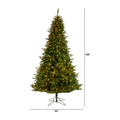 Nearly Natural Green Faux 9 Foot Pre-Lit Spruce Christmas Tree