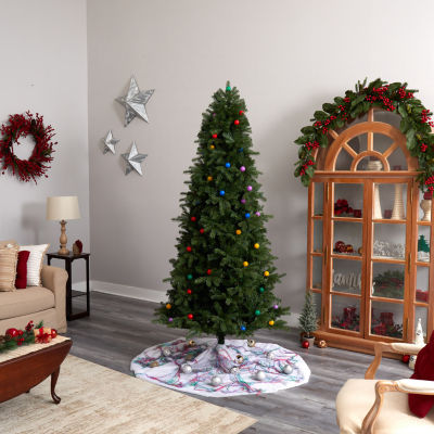 Nearly Natural Montana Mountain Faux 7 1/2 Foot Pre-Lit Fir Christmas Tree