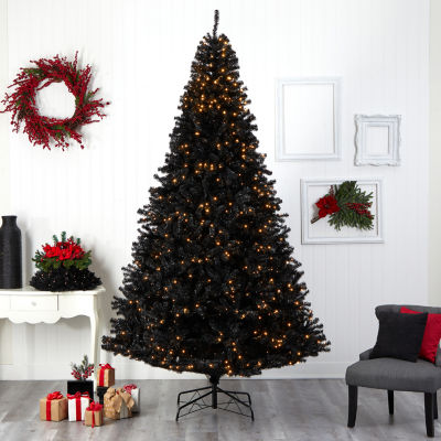Nearly Natural Black Faux 10 Foot Pre-Lit Christmas Tree