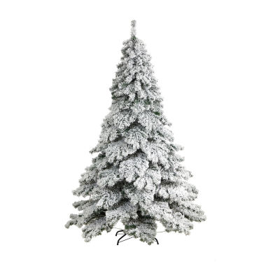 Nearly Natural Flocked Faux 7 Foot Pre-Lit Fir Christmas Tree