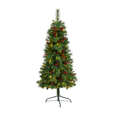 Nearly Natural Flat Back Faux Foot Pre-Lit Pine Christmas Tree