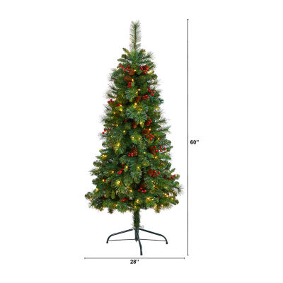 Nearly Natural Flat Back Faux Foot Pre-Lit Pine Christmas Tree