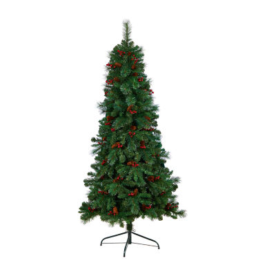 Nearly Natural Flat Back Faux 6 Foot Pre-Lit Pine Christmas Tree