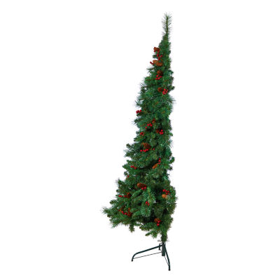 Nearly Natural Flat Back Faux 6 Foot Pre-Lit Pine Christmas Tree