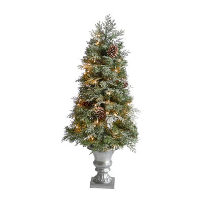 Nearly Natural Faux 4 Foot Pre-Lit Pine Christmas Tree